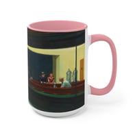 Image 12 of Nighthawks Painting Mug | Accent Mug with Red Handle and Interior