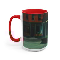 Image 14 of Nighthawks Painting Mug | Accent Mug with Red Handle and Interior