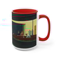 Image 15 of Nighthawks Painting Mug | Accent Mug with Red Handle and Interior