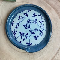 Image 1 of Handmade Ceramic Blue Vine Spoon Rest