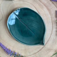 Image 1 of Green Ceramic Leaf Trinket / Ring Dish