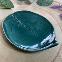 Image 2 of Green Ceramic Leaf Trinket / Ring Dish