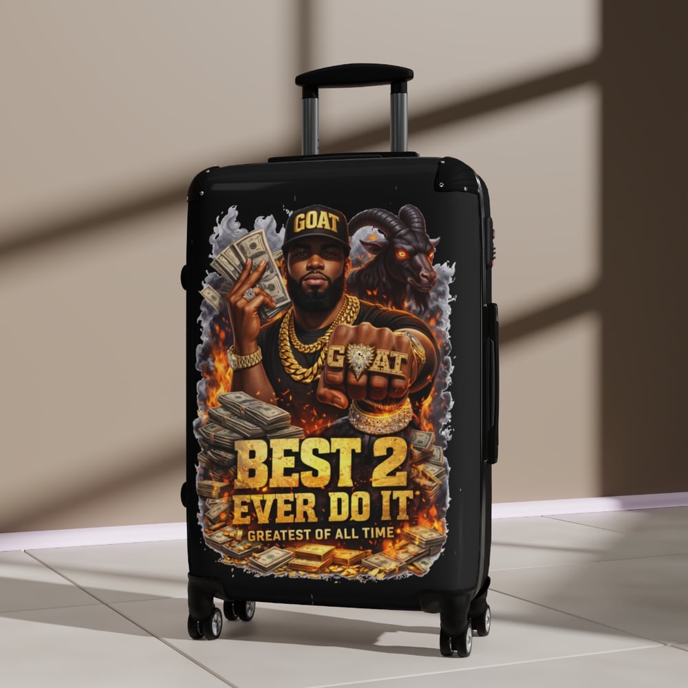 Image of Suitcase — "Best 2 Ever Do It" GOAT Graphic Carry-On Luggage