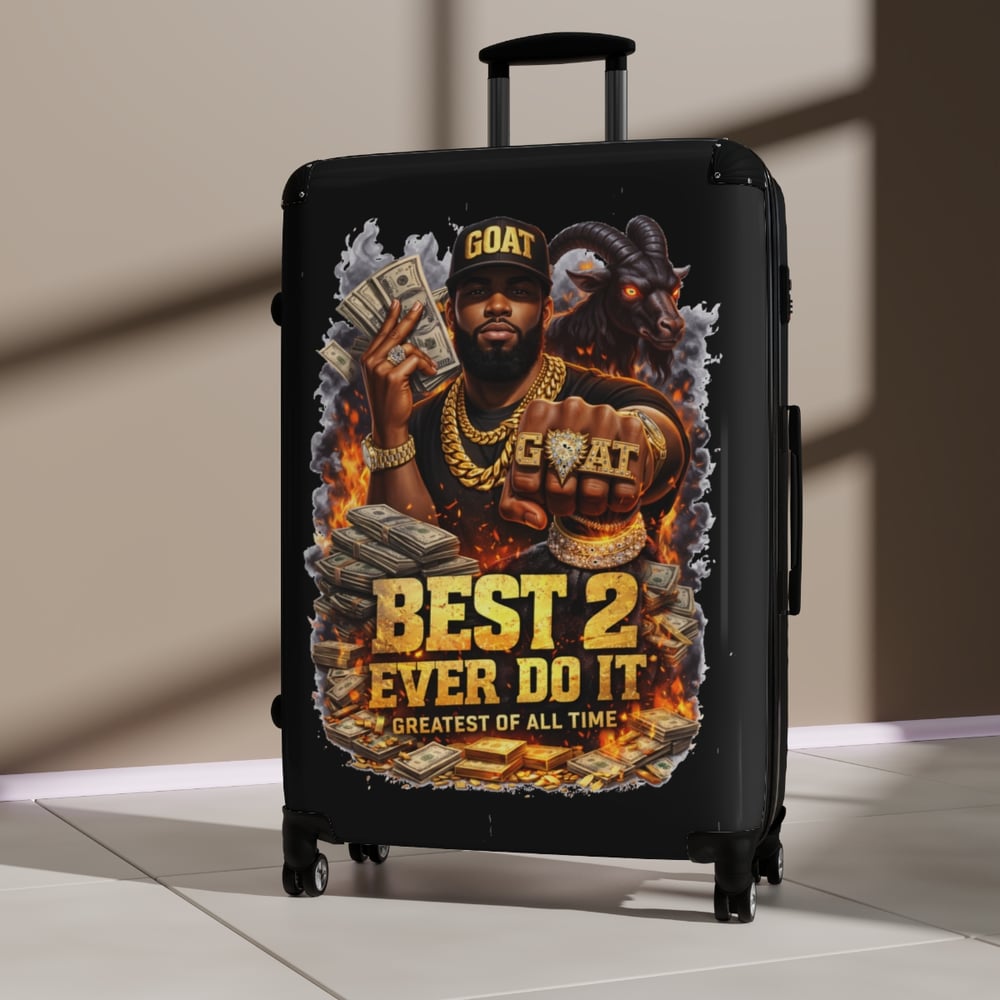 Image of Suitcase — "Best 2 Ever Do It" GOAT Graphic Carry-On Luggage