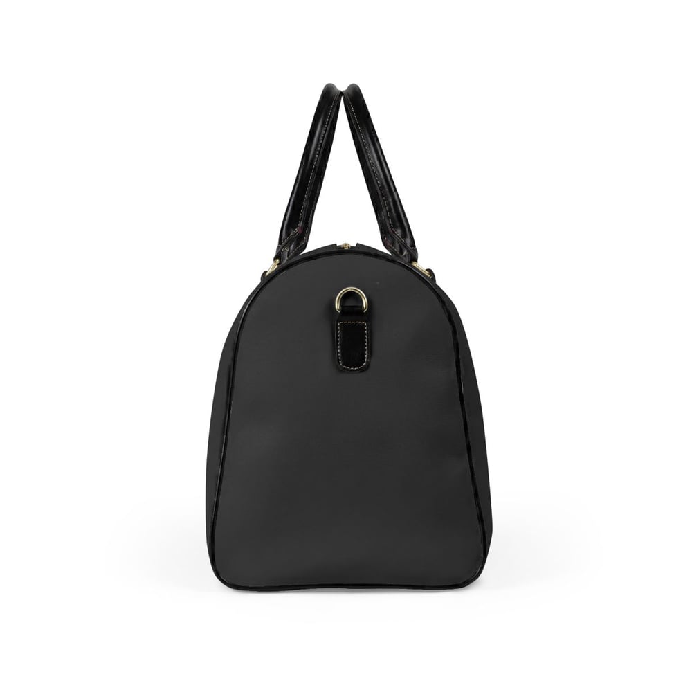 Image of Leather Travel Bag — "They Mad Unbothered" Graphic Weekender