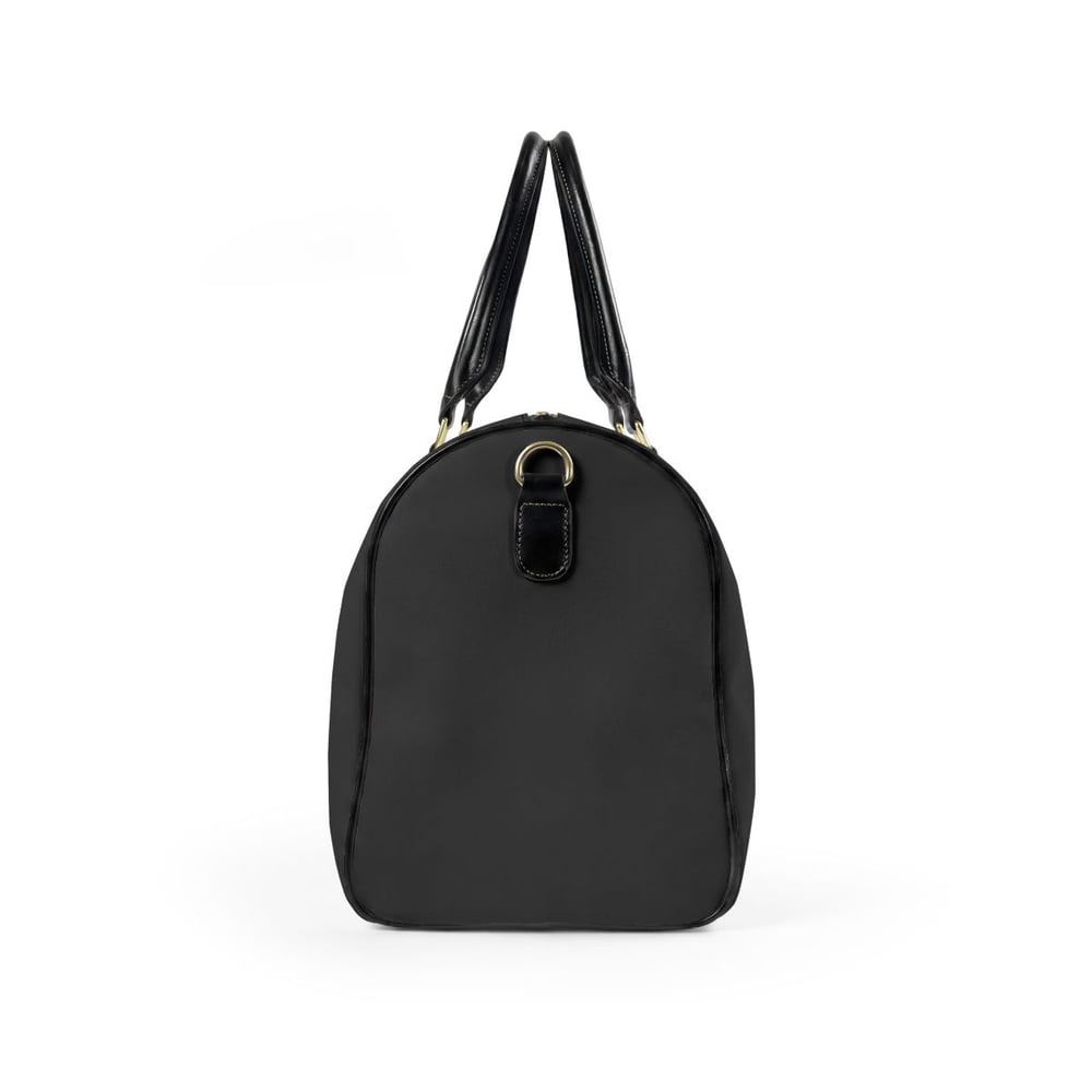 Image of Leather Travel Bag — "They Mad Unbothered" Graphic Weekender