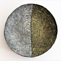 Image 1 of Handmade Textured Wall Plate | Silver and Gold Sculptural Art | Papier Mache Wall Decor