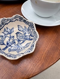 Image 2 of Hand made blue and white blue tits trinket bowl 