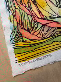 Image 3 of A4 Ink original, mountain colour study