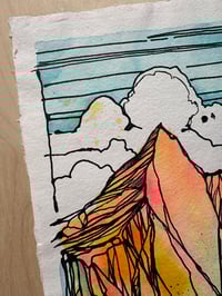 Image 4 of A4 Ink original, mountain colour study
