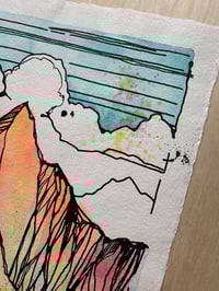 Image 5 of A4 Ink original, mountain colour study