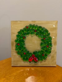 Image 1 of FIREPLACE GLASS HOLIDAY WREATH