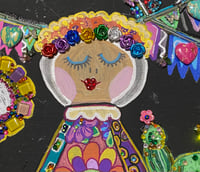 Image 2 of Fiesta Time Mixed Media painting of Latina and cacti