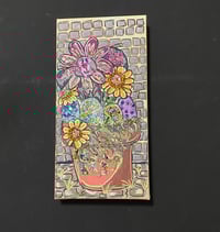 Image 1 of Mixed Media Spring painting of Bunny and Flowers