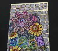 Image 2 of Mixed Media Spring painting of Bunny and Flowers