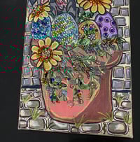 Image 3 of Mixed Media Spring painting of Bunny and Flowers