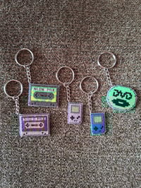 Image 11 of Stitched Keychains - Cassette Tape, Gameboy, DVD Logo, Tea 