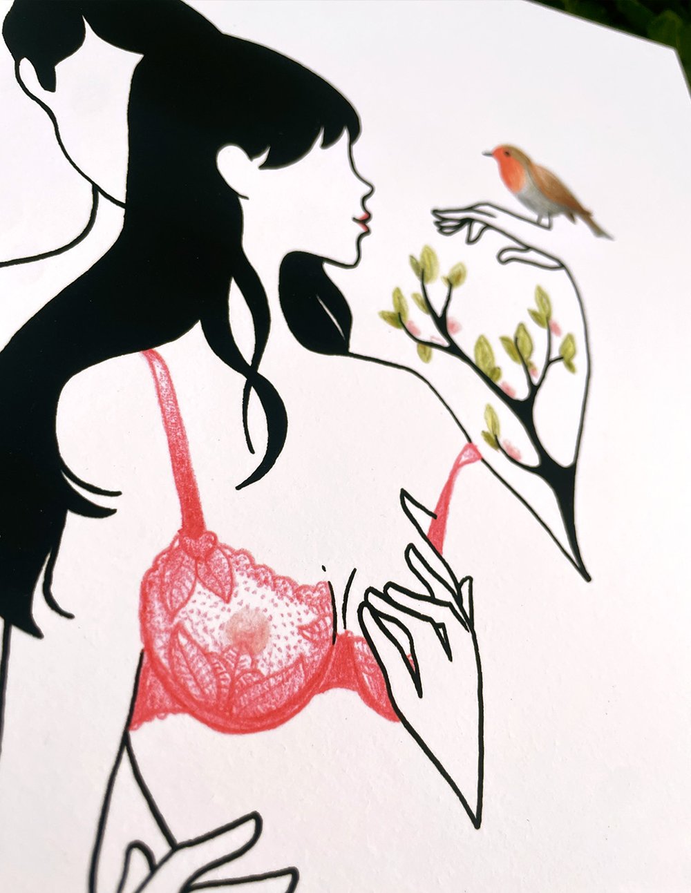 Image of "Soutien-Rouge-Gorge" limited homemade art print