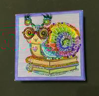 Image 1 of Mixed Media Painting Snail on top of Books