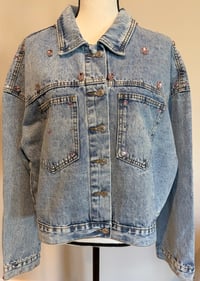 Image 2 of PINK RHINESTONE BLUE JEAN JACKET