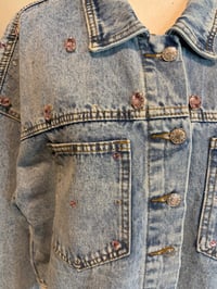 Image 1 of PINK RHINESTONE BLUE JEAN JACKET