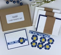 Image 1 of Blue and White Floral Card Kit to DIY 6 Embossed Flower Greeting Cards