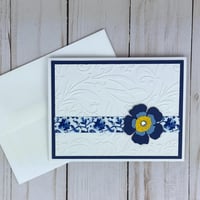 Image 2 of Blue and White Floral Card Kit to DIY 6 Embossed Flower Greeting Cards