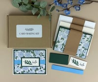 Image 1 of Blue Hydrangea Flower Card Making Kit for Adults to DIY 6 Floral Hello Greeting Cards