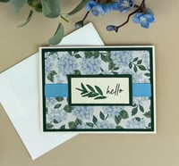 Image 2 of Blue Hydrangea Flower Card Making Kit for Adults to DIY 6 Floral Hello Greeting Cards