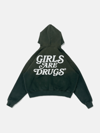 Image 2 of GIRLS ARE DRUGS® WEATHERED ZIP HOODIE - SWAMP GREEN