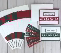 Image 1 of Holiday Card Making Kit for Adults to DIY 6 Embossed Seasons Greetings Reindeer Cards