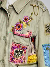 Image 3 of Women's Custom Military Jacket, Y2K Embellished patchwork w/ bohemian signature style 