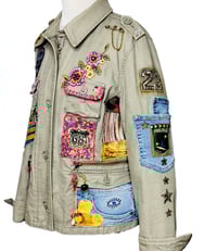 Image 4 of Women's Custom Military Jacket, Y2K Embellished patchwork w/ bohemian signature style 