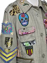 Image 6 of Women's Custom Military Jacket, Y2K Embellished patchwork w/ bohemian signature style 