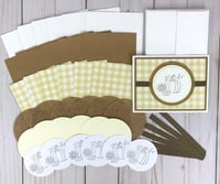 Image 1 of Fall Card Kit to DIY 6 Yellow Gingham Autumn Greeting Cards