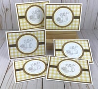 Image 3 of Fall Card Kit to DIY 6 Yellow Gingham Autumn Greeting Cards