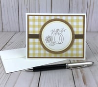 Image 4 of Fall Card Kit to DIY 6 Yellow Gingham Autumn Greeting Cards