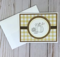 Image 2 of Fall Card Kit to DIY 6 Yellow Gingham Autumn Greeting Cards