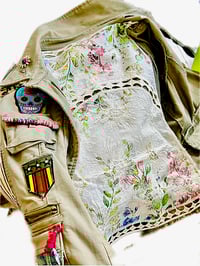 Image 10 of Women's Custom Military Jacket, Y2K Embellished patchwork w/ bohemian signature style 
