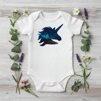 Image 1 of Galaxy Unicorn Baby Top Space Mythical Creature Baby Bodysuit 