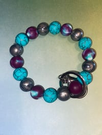 Teal & purple wristlet keychain 