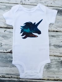 Image 3 of Galaxy Unicorn Baby Top Space Mythical Creature Baby Bodysuit 