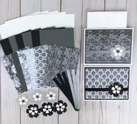 Image 1 of Black and White Floral Card Making Kit for Adults to DIY 6 Flower Greeting Cards
