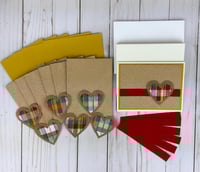 Image 1 of Fall Card Kit to Make 6 Embossed Autumn Greeting Cards with Plaid Hearts