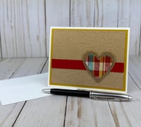 Image 3 of Fall Card Kit to Make 6 Embossed Autumn Greeting Cards with Plaid Hearts