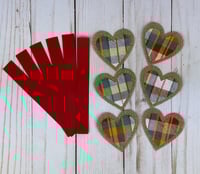 Image 5 of Fall Card Kit to Make 6 Embossed Autumn Greeting Cards with Plaid Hearts