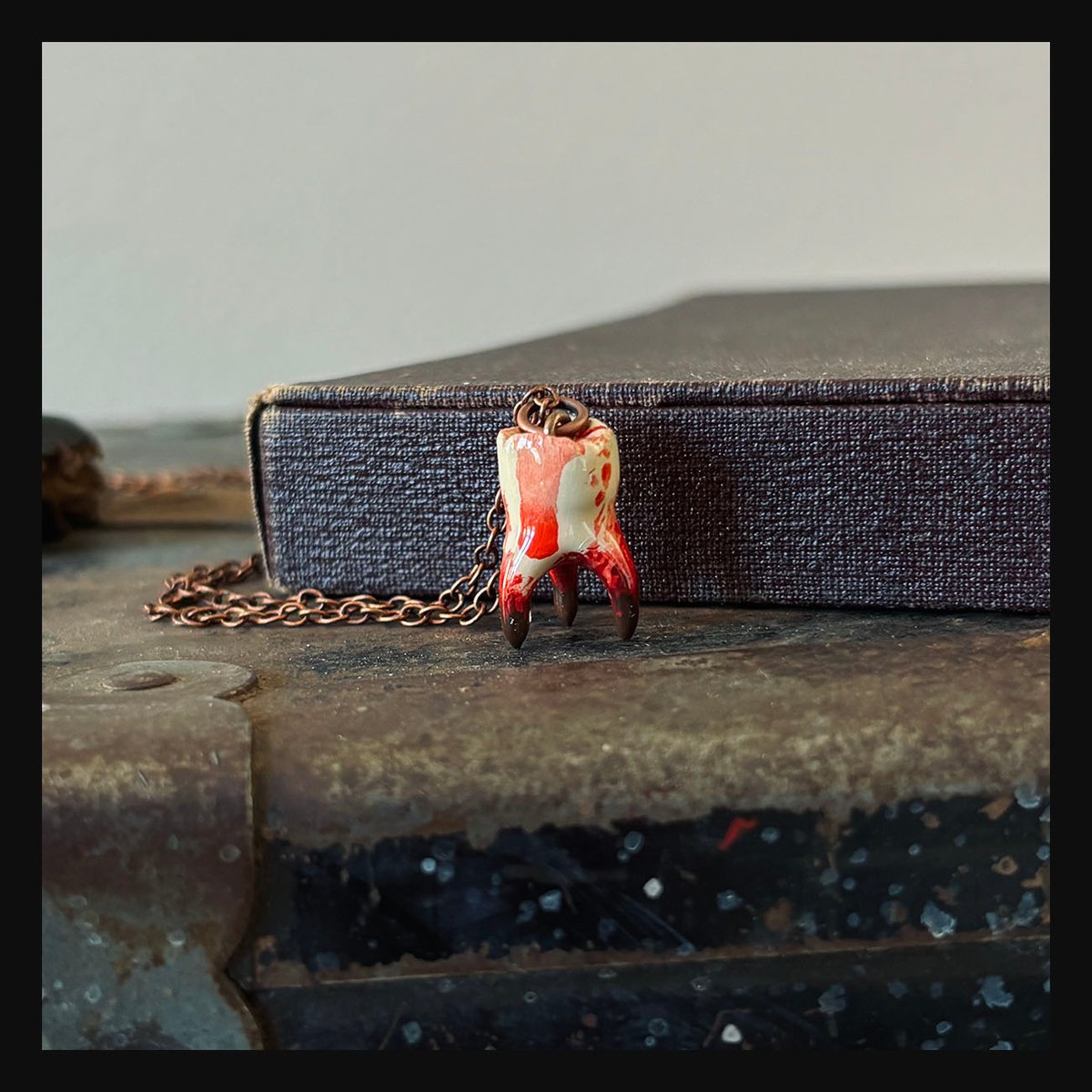 SRING CLEANING SALE: 3-Root Molar on copper chain