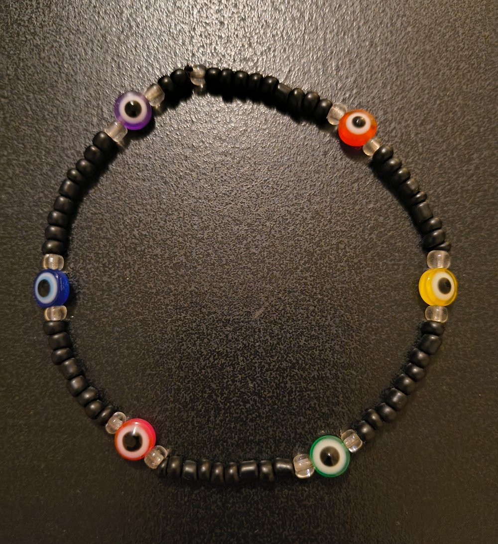 Image of Multicolor evil eye anklet 