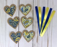 Image 6 of Blue and Yellow Embossed Card Making Kit for Adults to DIY 6 Paisley Heart Cards