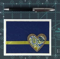 Image 8 of Blue and Yellow Embossed Card Making Kit for Adults to DIY 6 Paisley Heart Cards